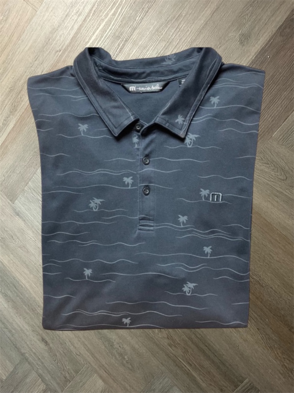 Travis Mathew Palm Tree Golf Tennis Classic Polo Shirt Mens‎ XXL Black Sport